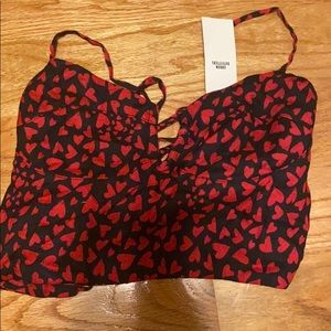 Heart crop top. Open tie back